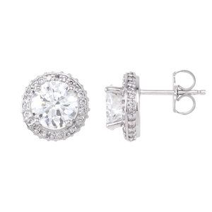 Ladies Natural Diamond Earrings — 14K White Gold