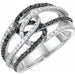 Ladies Black Rhodium-Plated Black White Natural Diamond Ring (I1, H+) — 14K White Gold