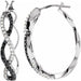 Ladies Black White Natural Diamond Hoop Earrings (I1, H+) — 14K White Gold