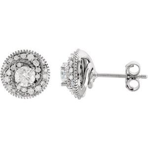 Ladies Natural Diamond Earrings — 14K White Gold