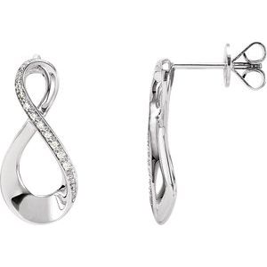 Ladies Natural Diamond Infinity-Inspired Earrings — 14K White Gold