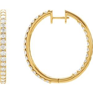 Ladies Natural Diamond Inside-Outside 35.3 mm Hoop Earring (I1, Ghi) — 14K Yellow Gold