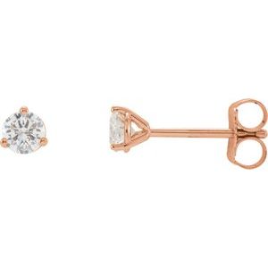 Ladies Natural Diamond Stud Earrings (I2, G-H) — 14K Rose Gold