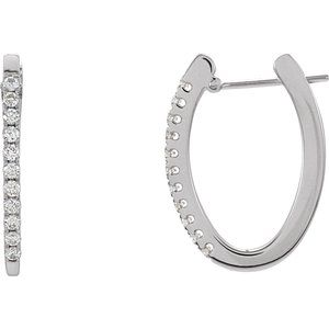 Ladies Natural Diamond Hoop Earrings (I1, H-I) — 14K White Gold