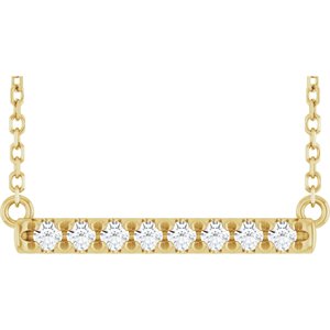 Ladies Natural Diamond French-Set Bar Necklace (I1, G-H) — 14K Yellow Gold