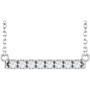 Ladies Natural Diamond French-Set Bar Necklace (I1, G-H) — Sterling Silver