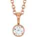 Ladies Natural Diamond Bezel-Set Solitaire Necklace (I1, G-H) — 14K Rose Gold