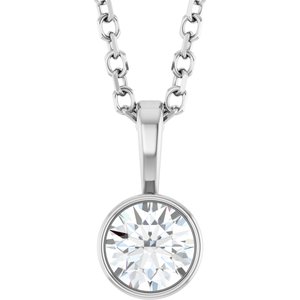 Lab-Grown Diamond Bezel-Set Solitaire Necklace - Style 87655