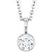 Ladies Natural Diamond Bezel-Set Solitaire Necklace (I1, G-H) — Platinum