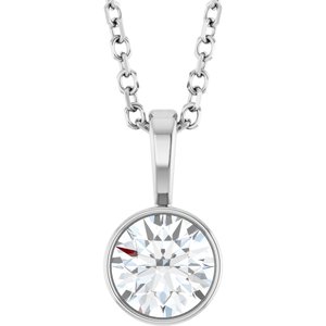 Lab-Grown Diamond Bezel-Set Solitaire Necklace - Style 87655