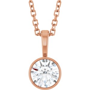 Lab-Grown Diamond Bezel-Set Solitaire Necklace - Style 87655