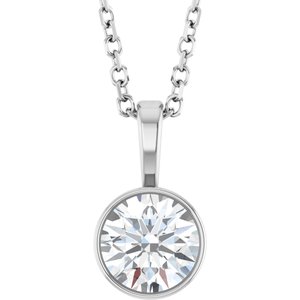 Lab-Grown Diamond Bezel-Set Solitaire Necklace - Style 87655