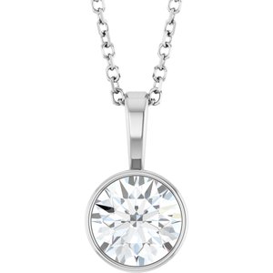 Lab-Grown Diamond Bezel-Set Solitaire Necklace - Style 87655