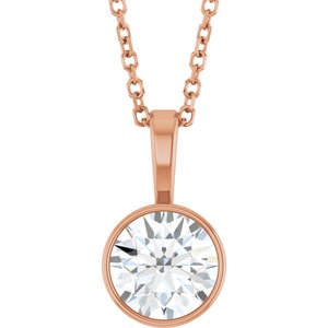 Lab-Grown Diamond Bezel-Set Solitaire Necklace - Style 87655
