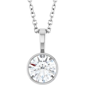 Lab-Grown Diamond Bezel-Set Solitaire Necklace - Style 87655