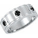 Ladies Natural Black Diamond Three-Stone Ring (Opaque, Black) — Sterling Silver