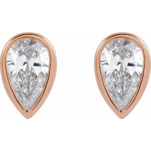 Lab-Grown Diamond Pear Bezel-Set Stud Earrings (Single Earring)