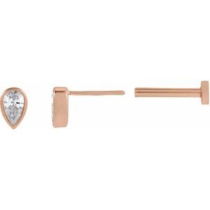 Lab-Grown Diamond Pear Bezel-Set Stud Earrings (Single Earring)