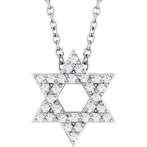 Ladies Natural Diamond Star of David Necklace (I1, G-H) — Sterling Silver