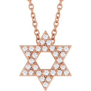 Ladies Natural Diamond Star of David Necklace (I1, G-H) — 14K Rose Gold