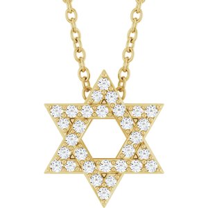 Ladies Natural Diamond Star of David Necklace (I1, G-H) — 14K Yellow Gold