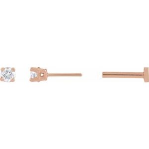 Ladies Natural Diamond Earrings (I1, G-H) — 14K Rose Gold