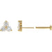 Ladies Natural Diamond Three-Stone Cluster Earring — 14K Yellow Gold