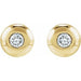Ladies Natural Diamond Domed Bezel-Set Earring — 14K Yellow Gold