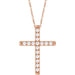 Ladies Natural Diamond French-Set Cross Necklace (I1, G-H) — 14K Rose Gold