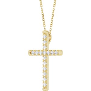 Lab-Grown Diamond French-Set Cross Necklace