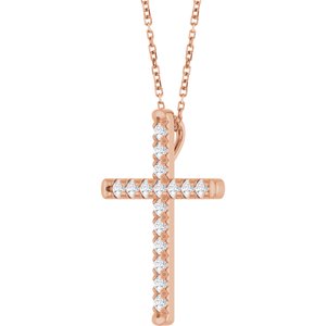 Lab-Grown Diamond French-Set Cross Necklace