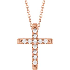 Lab-Grown Diamond French-Set Cross Necklace