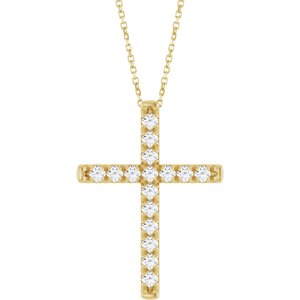Lab-Grown Diamond French-Set Cross Necklace
