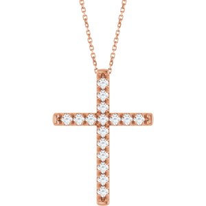 Lab-Grown Diamond French-Set Cross Necklace