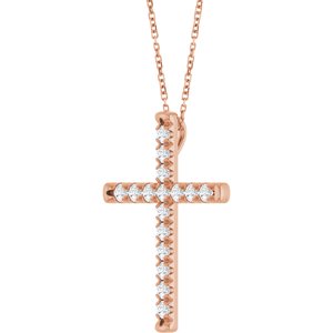 Lab-Grown Diamond French-Set Cross Necklace