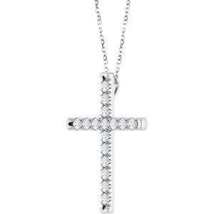 Lab-Grown Diamond French-Set Cross Necklace