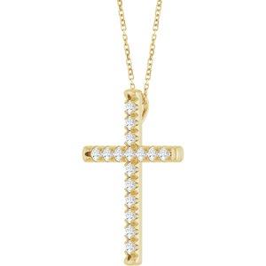 Lab-Grown Diamond French-Set Cross Necklace