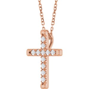 Lab-Grown Diamond French-Set Cross Necklace