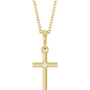 Ladies Natural Diamond Cross Necklace (I1, G-H) — 14K Yellow Gold
