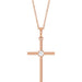Ladies Natural Diamond Cross Necklace (I1, G-H) — 14K Rose Gold