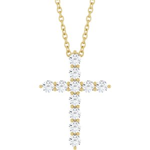 Lab-Grown Diamond Accented Cross Necklace - Style R42359