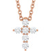 Ladies Natural Diamond Cross Necklace (I1, G-H) — 14K Rose Gold