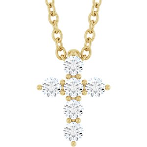 Ladies Natural Diamond Cross Necklace (I1, G-H) — 14K Yellow Gold