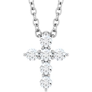 Ladies Natural Diamond Cross Necklace (I1, G-H) — Sterling Silver