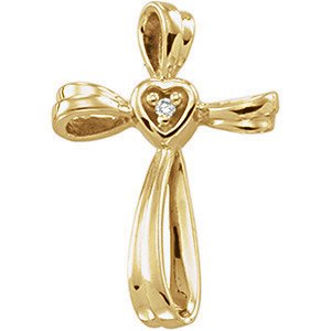 Ladies Natural Diamond Cross Pendant (Si1, G-H) — 14K Yellow Gold