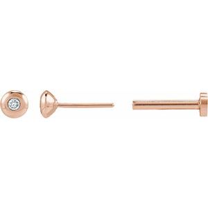 Ladies Natural Diamond Domed Bezel-Set Earring — 14K Rose Gold