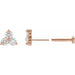 Ladies Natural Diamond Three-Stone Cluster Earring — 14K Rose Gold