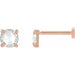 Ladies Rose-Cut Natural Diamond Stud Earring — 14K Rose Gold