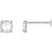 Ladies Rose-Cut Natural Diamond Stud Earring — 14K White Gold
