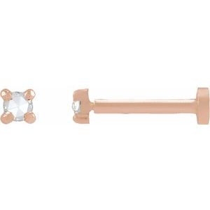 Ladies Rose-Cut Natural Diamond Stud Earring — 14K Rose Gold